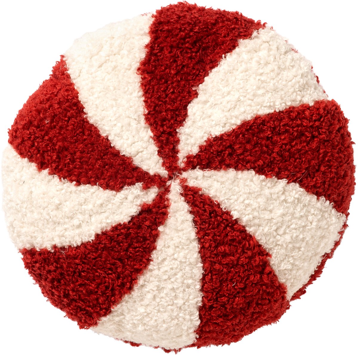 CANDY-POP - sierkussen Ø36 cm - rond - bouclé - rood, wit