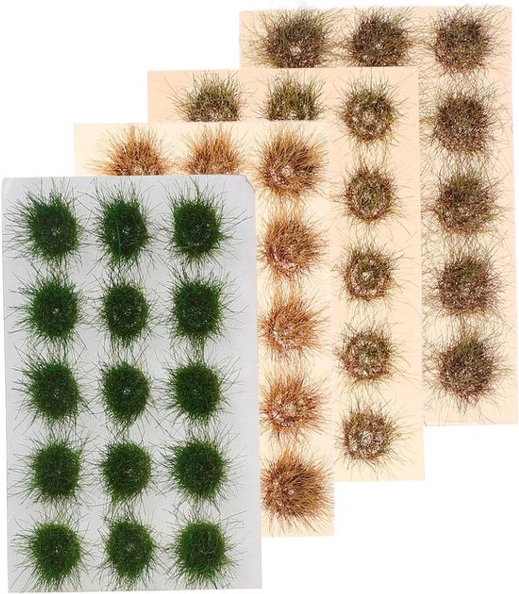 Miniatuur grasclusters - Kunstgras polletjes - Modelbouw landschap - Levensechte textuur - 4 stuks - Diverse kleuren
