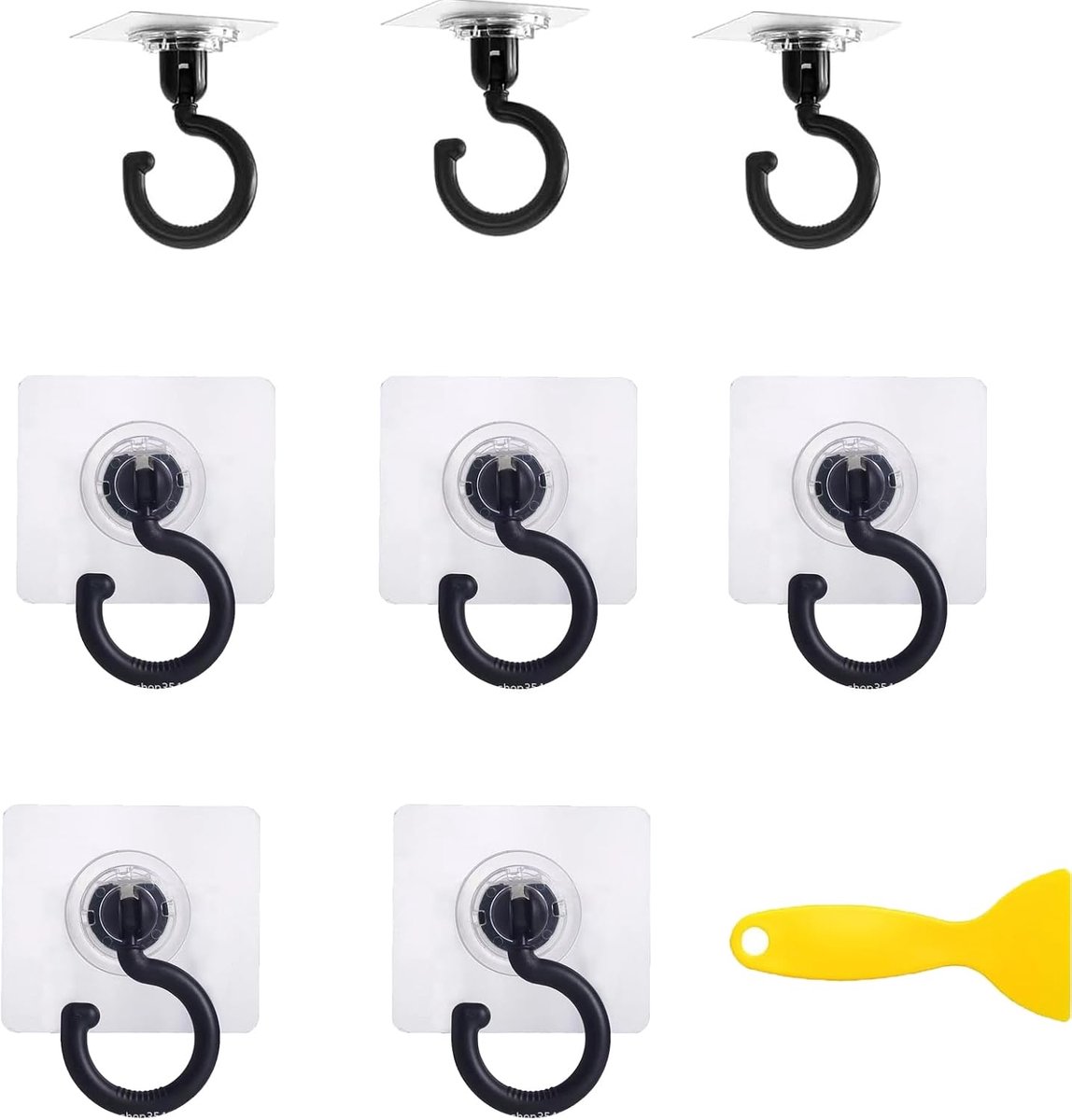 Pack of 8 Transparent Self-Adhesive Hooks Plastic Hooks No Nails Ceiling Hooks Self Adhesive Hooks Swivel Hooks Towels - ShopVlot