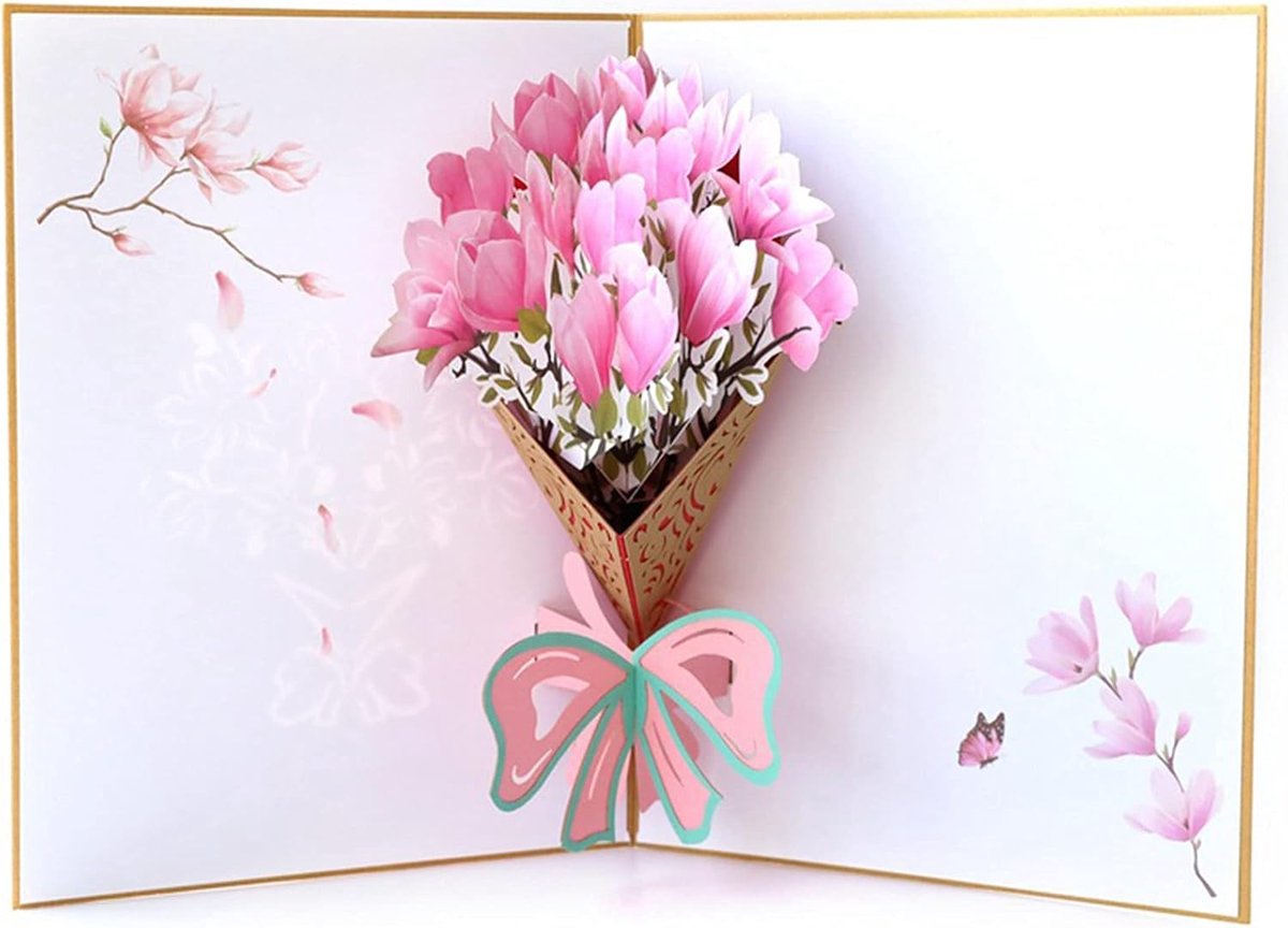 Pop Up Flower Card, Pop Up Card 3D Birthday, 3D Valentine's Day Card, 3D Greeting Card with Envelopes, Simple Greeting - ShopVlot