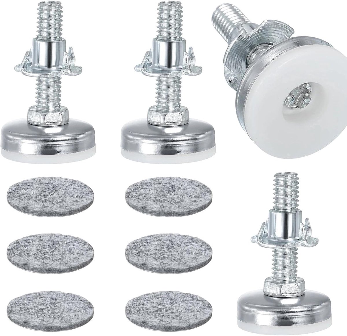 4 stuks verstelbare meubelpoten, M8 × 38 mm nivelleringspoten, zilverwitte meubelpoten, in hoogte verstelbaar, met - ShopVlot