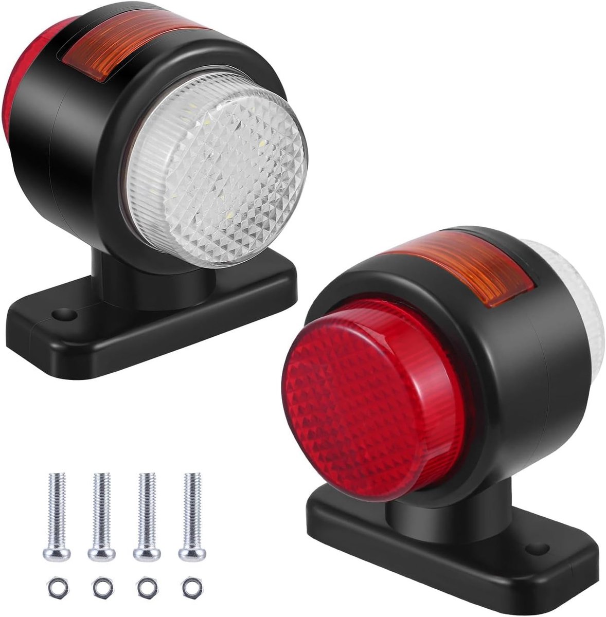 2 x led-markeringsverlichting, begrenzingsverlichting, aanhanger, 12/24 V, 3 kleuren, wit, rood, oranje, universeel - ShopVlot