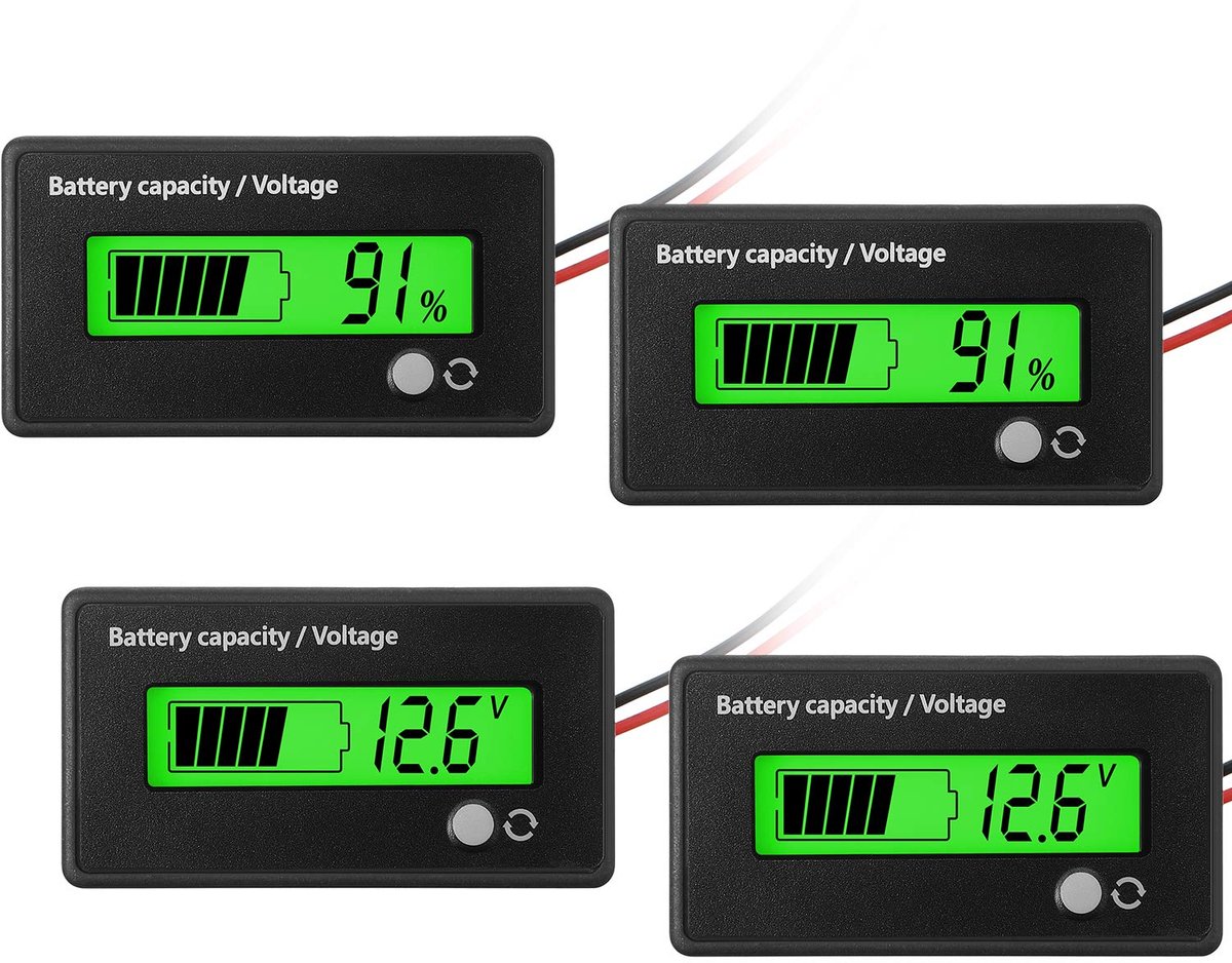 2pcs DC 12V 24V 36V 48V 72V Battery Gauge with Alarm, Voltage Indicator, Battery Capacity, Monitors, Lead Acid Battery - ShopVlot