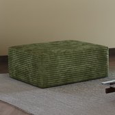Wishdor Hocker van ribstof - Zacht gestoffeerd zitmeubel - Zonder montage - Rechthoekige lage vorm - Woonkamer slaapkamer - Corduroy stof - Groen - 95 x 70 x 40 cm