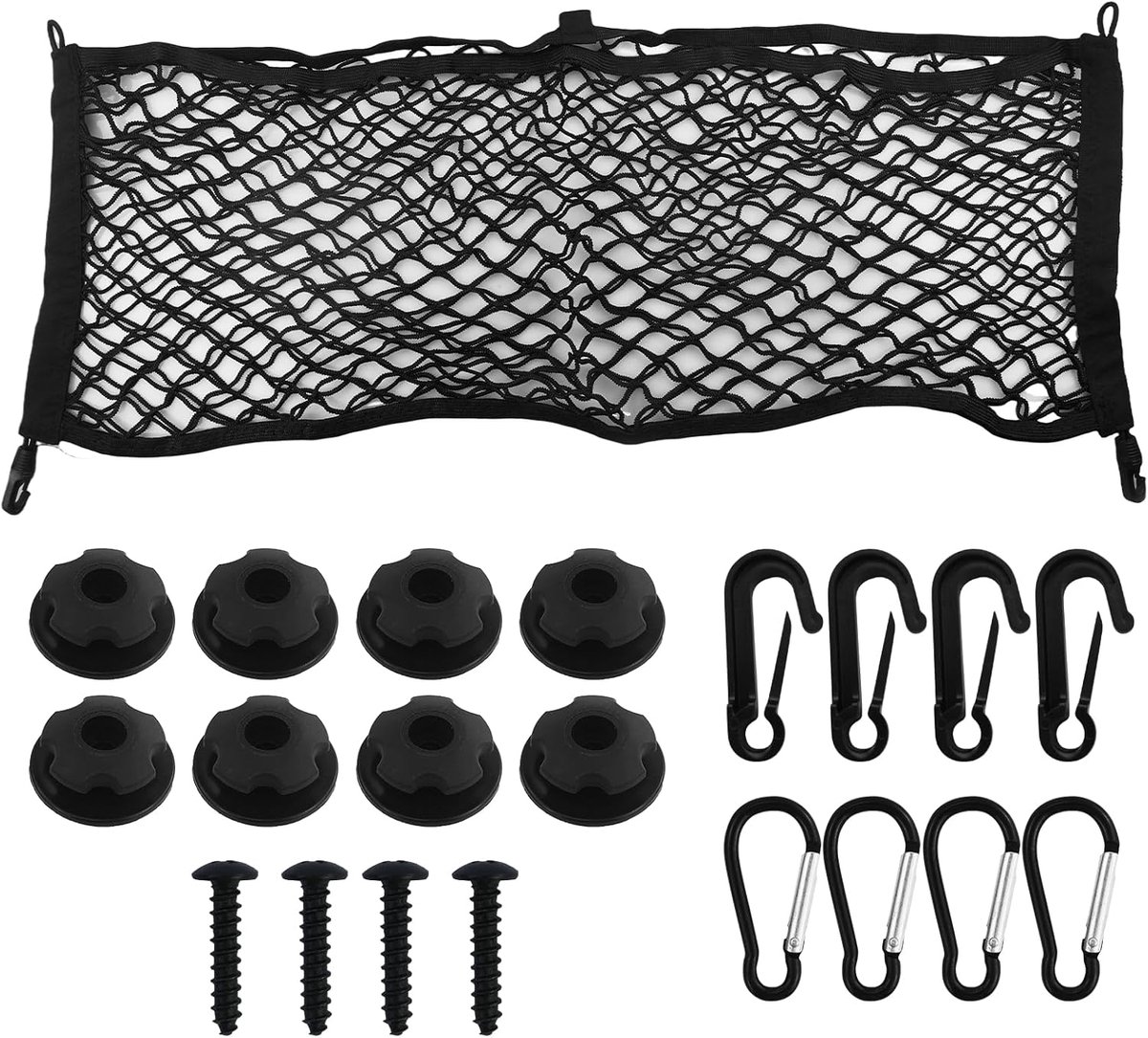 Car Boot Net Luggage Net Car SUV Trunk Net Luggage Net Rear Luggage Organiser 90 x 30 cm Pocket Style with 8 Hooks - ShopVlot