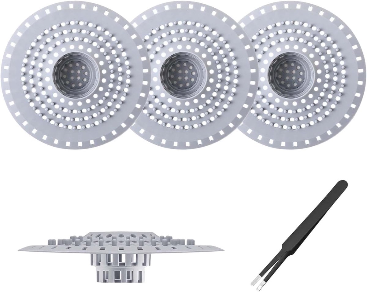 Pack of 3 bathtub drain cover, drain sieve, shower drain, hair strainer, wash basin, drain sieve, suitable for - ShopVlot