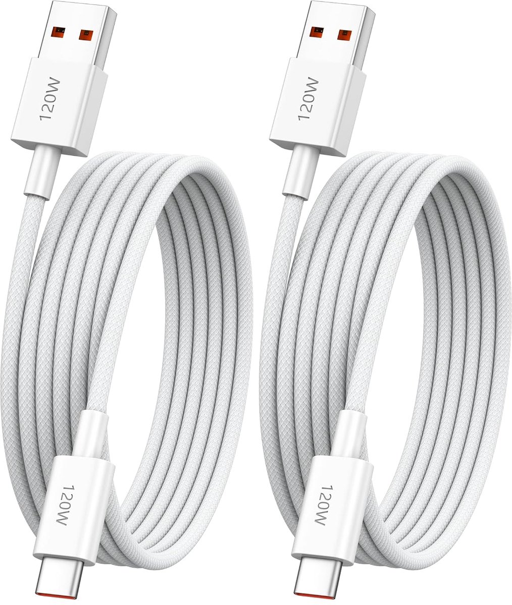 ACOCOBUY 2 m 2 stuks 120 W gevlochten USB C-kabel voor Redmi Note 15/14/13/12/11/10 - ShopVlot