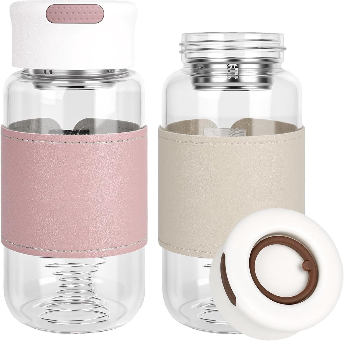 Set van 2 kleine shakeglazen, BPA-vrij en geurloos, ideaal voor proteïneshakes, smoothies en fitnessdranken, met geïntegreerde zeef en 304SS mengbal