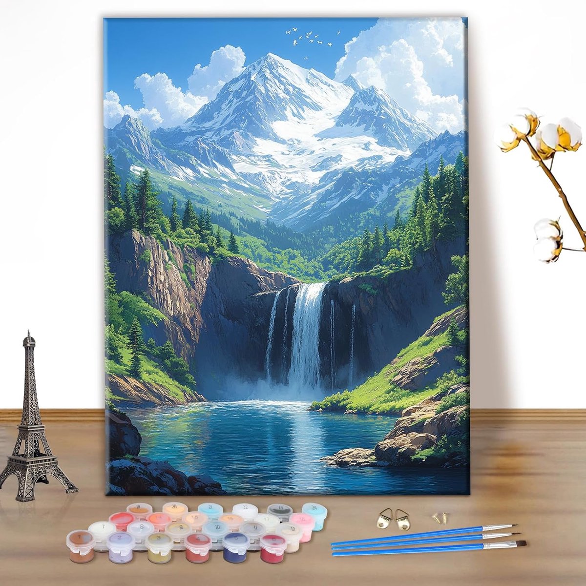 Paint by numbers landschap - DIY canvas schilderkit - acrylverf voor beginners - perfect voor wanddecoratie - ShopVlot