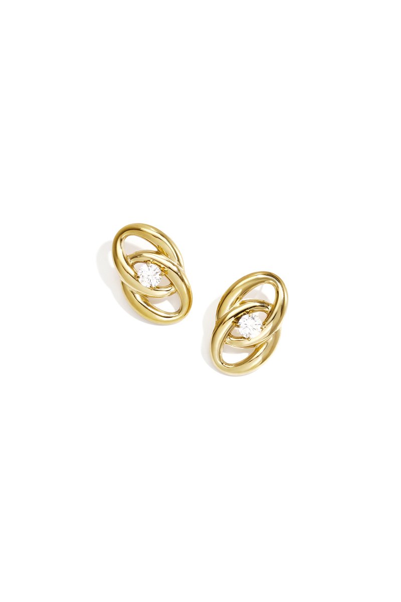 Oorknopjes In Ovale Vorm Met Strass Steen - Goud - Yehwang