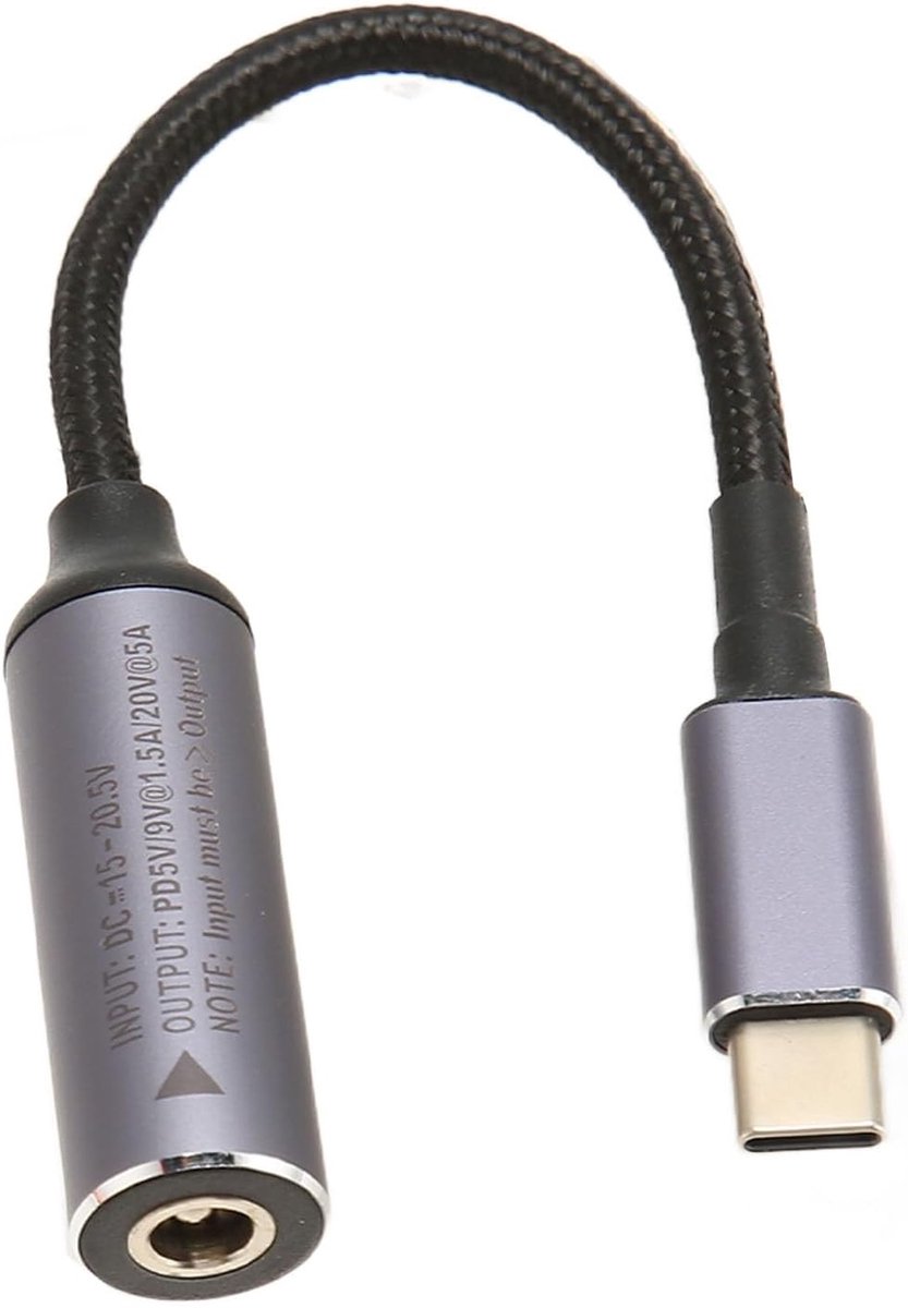DC5525 naar USB C Kabel 100W - 5.5x2.5mm - Automatische herkenning - Voor opladen van tablet en telefoon - ShopVlot