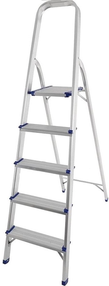 Vouwladder - Steigerladder - Voor veilig klussen - Lichtgewicht aluminium - 5 treden - Zilver