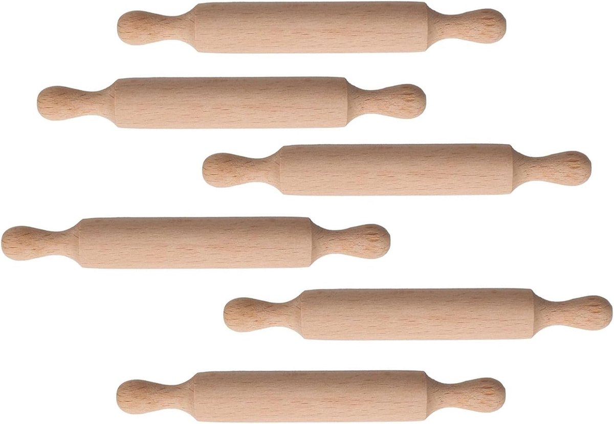 Mini-deegroller van hout voor kinderen, 6 stuks kleine deegroller 14