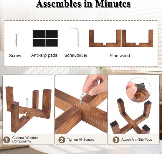 Standaards binnen buiten, moderne enkele plantenkruk uit het midden van de eeuw voor potten van 15-12 inch, hoekplantenplank, bloempothouder, tafel voor woonkamer, balkon — afbeelding 5