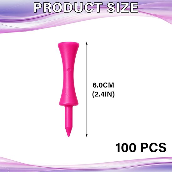 Tees kunststof, roze golftees 60 mm, golftee set herbruikbare plastic — afbeelding 2