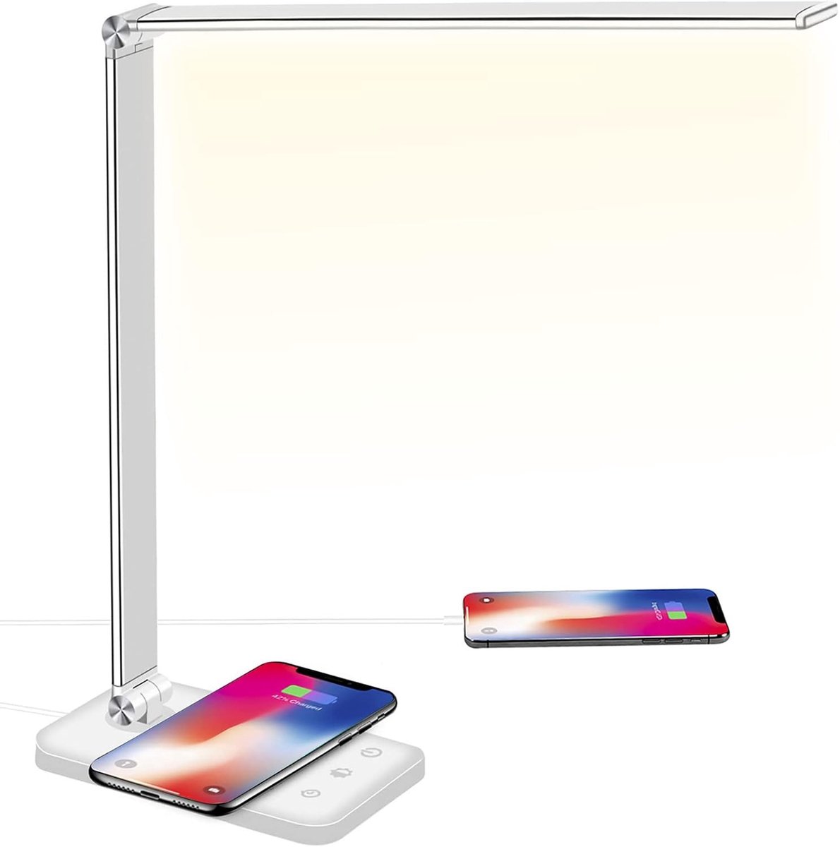 Dimbare bureaulamp met draadloze oplading, USB-functie, 10 helderheidsniveaus en 5 kleurinstellingen