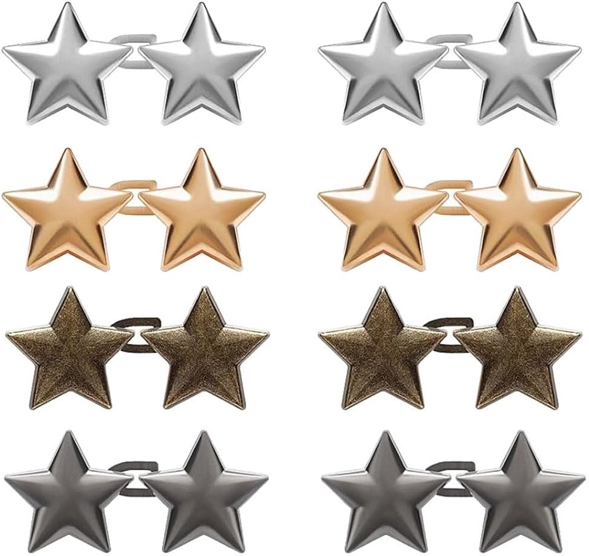 Taille Tightener Clips, 8 verstelbare sterren broek herbruikbare ster broek geen naaien nodig voor het aanhalen van losse broeken, rokken, mouwen, kleding