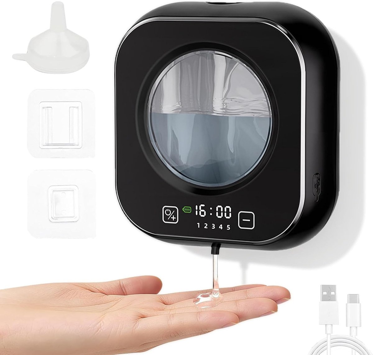 Automatische Sensor Dispenser voor Schuimzeep 320 ml met 5 Instelbare Volumes en LED Scherm voor Keuken en Badkamer, Ideaal voor Hygiëne en Gebruiksgemak