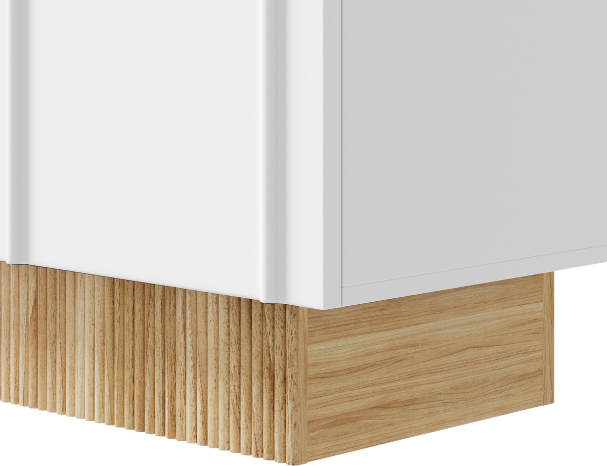 WUVRIE Dressoir 160x75x38 cm - 4 deuren en 4 opbergvakken - Wit/houtkleur Wit, houtkleur