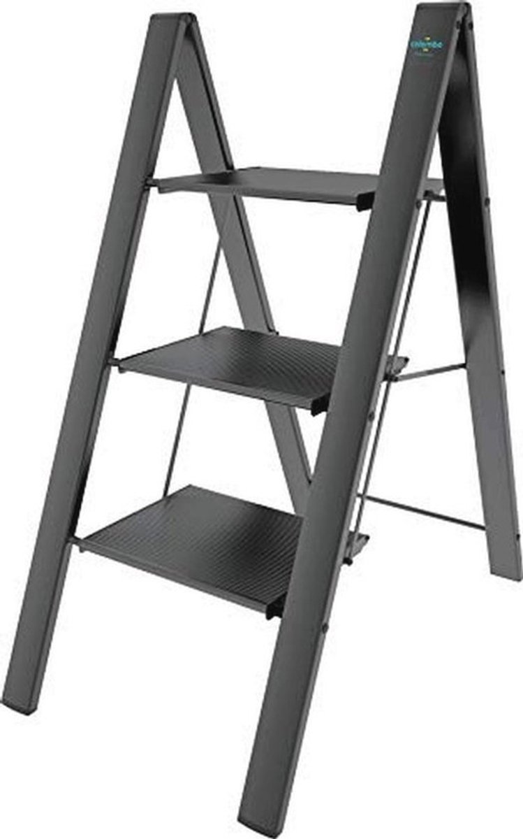 3 treden trapladder van geanodiseerd aluminium - Max. 150 kg belasting, antislipveiligheid