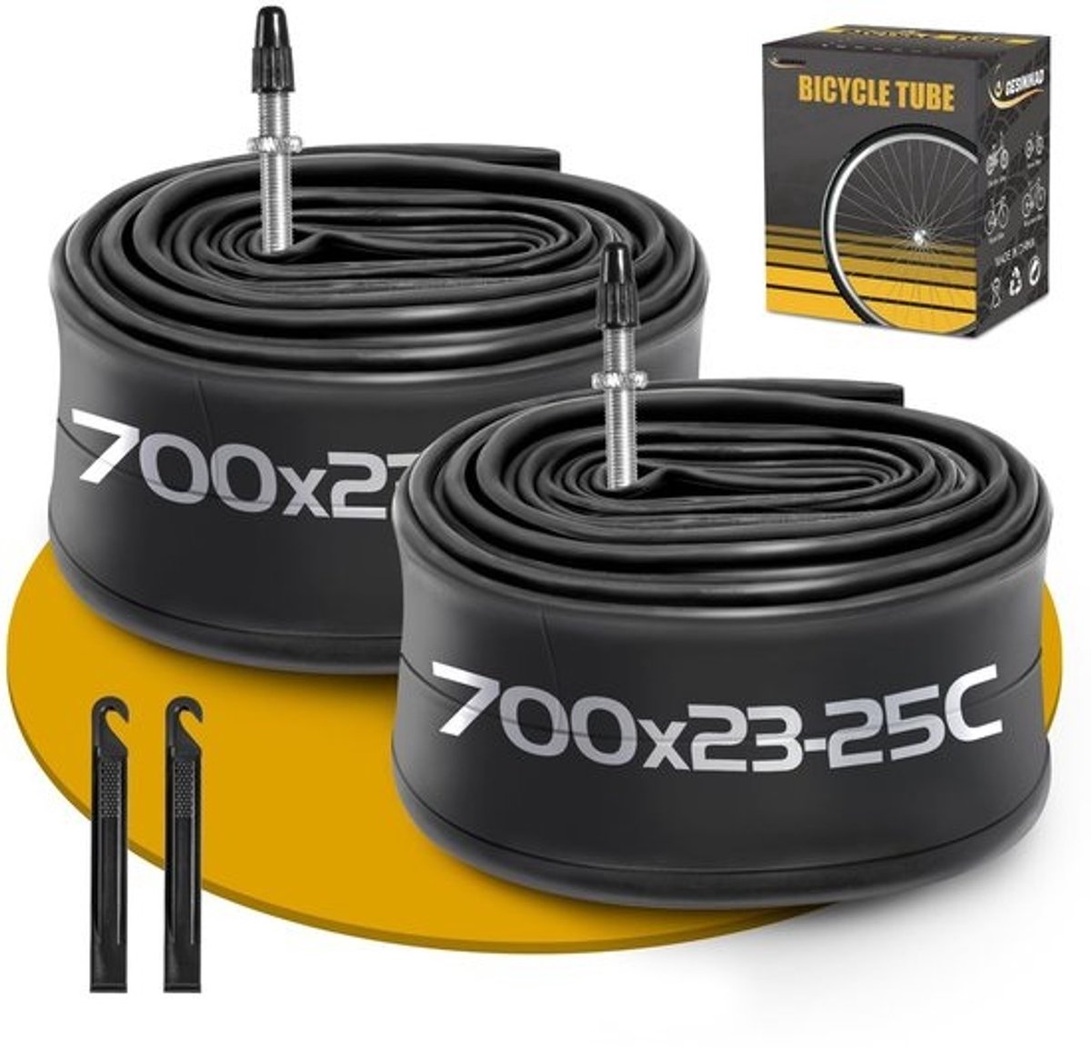 Inovra - Fietsbinnenband 28 Inch - 2-Pack 700 x 23C/24C/25C - Fietsbandslang - Lichtgewicht - Schokbestendig - Veilig voor je rit - Buitenband