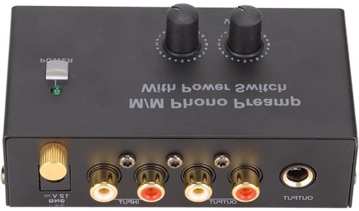 Voorversterker voor platenspeler - Mini stereo - DC 12V - Dual gain - Voor speakers en computers