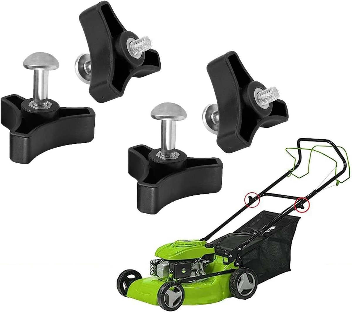 Universele Plastic Vleugelmoeren en Driehoekige Hoekmoeren voor Grasmaaier Handvatten, 4 Stuks, Tuinaccessoires en Onderdelen voor Grasmaaiers