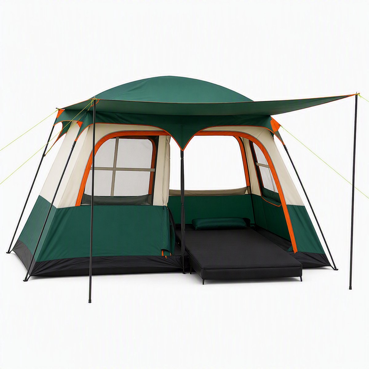 Nutrella - Familiecampingtent - Tent - 4-6 Personen - Verwijderbare scheidingswand - Muggengaas - 320 x 210 x 180 cm - Groen