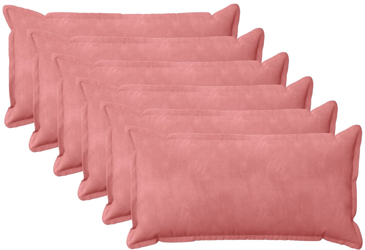 vidaXL Dekenkussen - 6 - st - HOUTEN - Roze - 40 - x - 70 - cm - fluweel