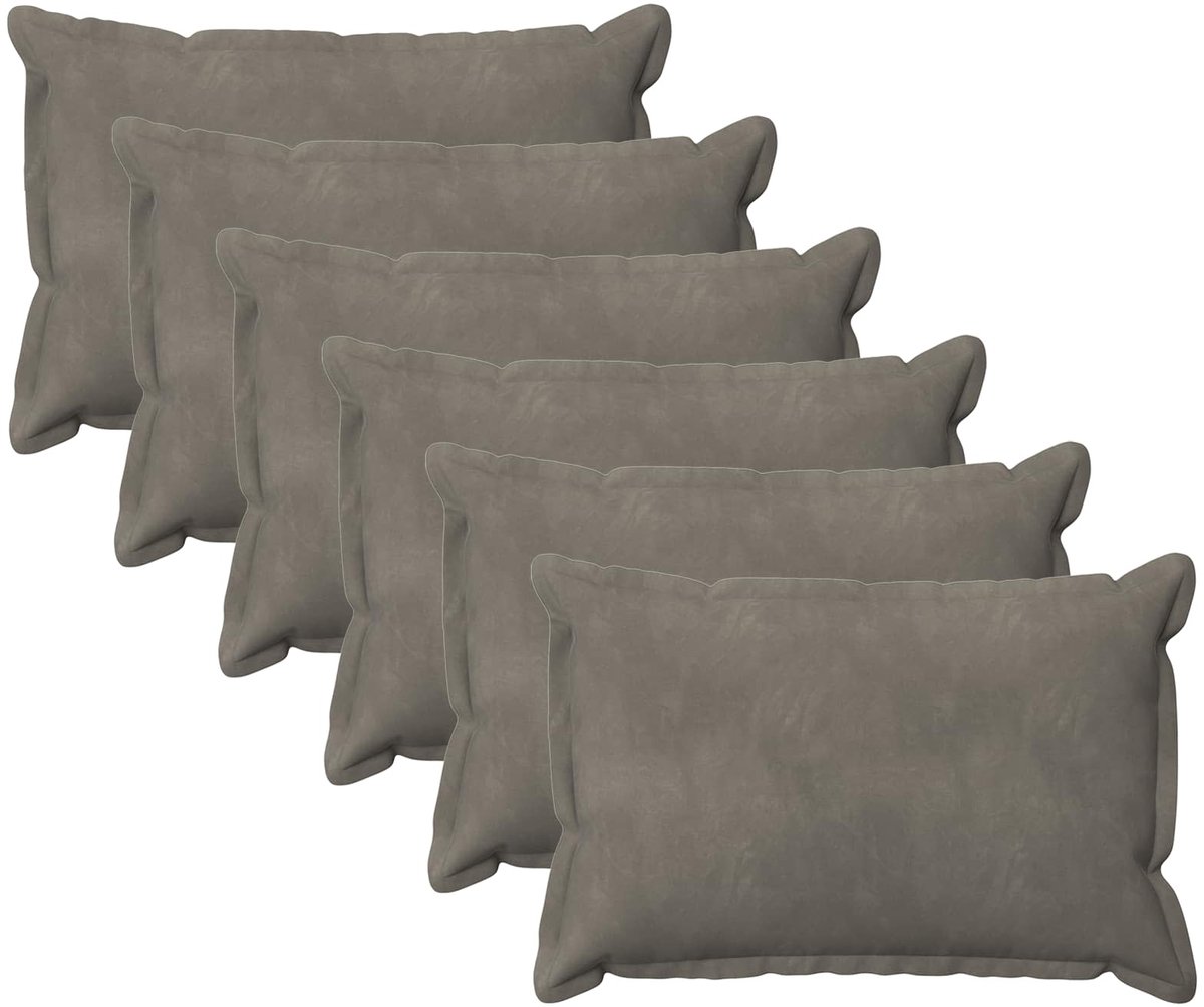 vidaXL Dekenkussen - 6 - st - HOUTEN - Lichtgrijs - 30 - x - 50 - cm - fluweel