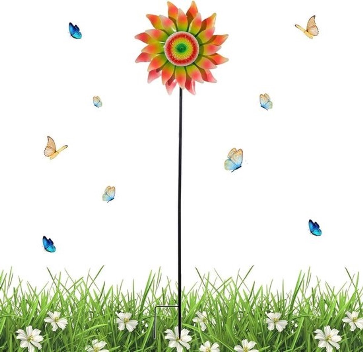 Tuinwindspinners - Metalen molens - Tuindecoratie - Weerbestendig metaal - 22 cm hoog - Herfstkleuren