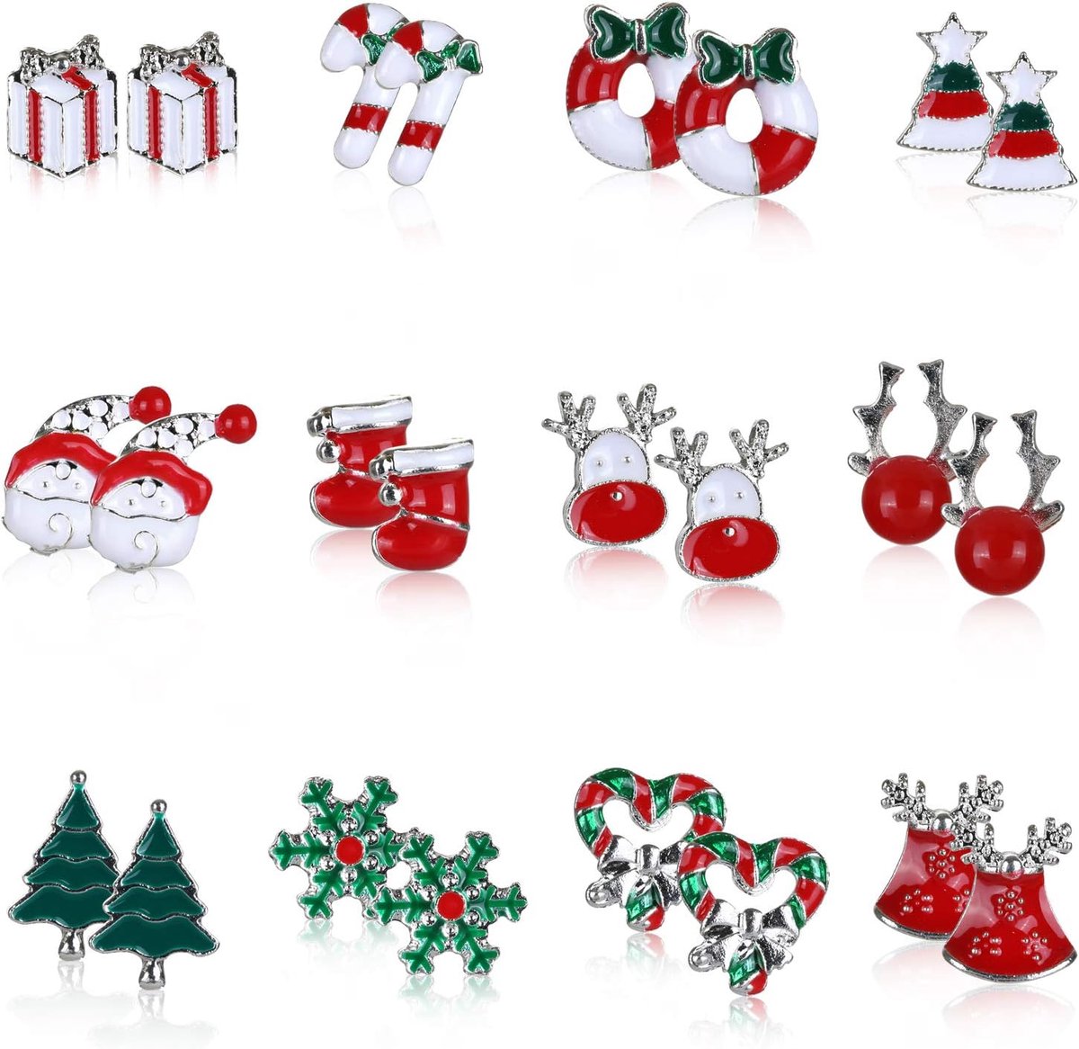 Naler 10 pairs of earrings Christmas jewelry for the advent calendar, Metal - ShopVlot