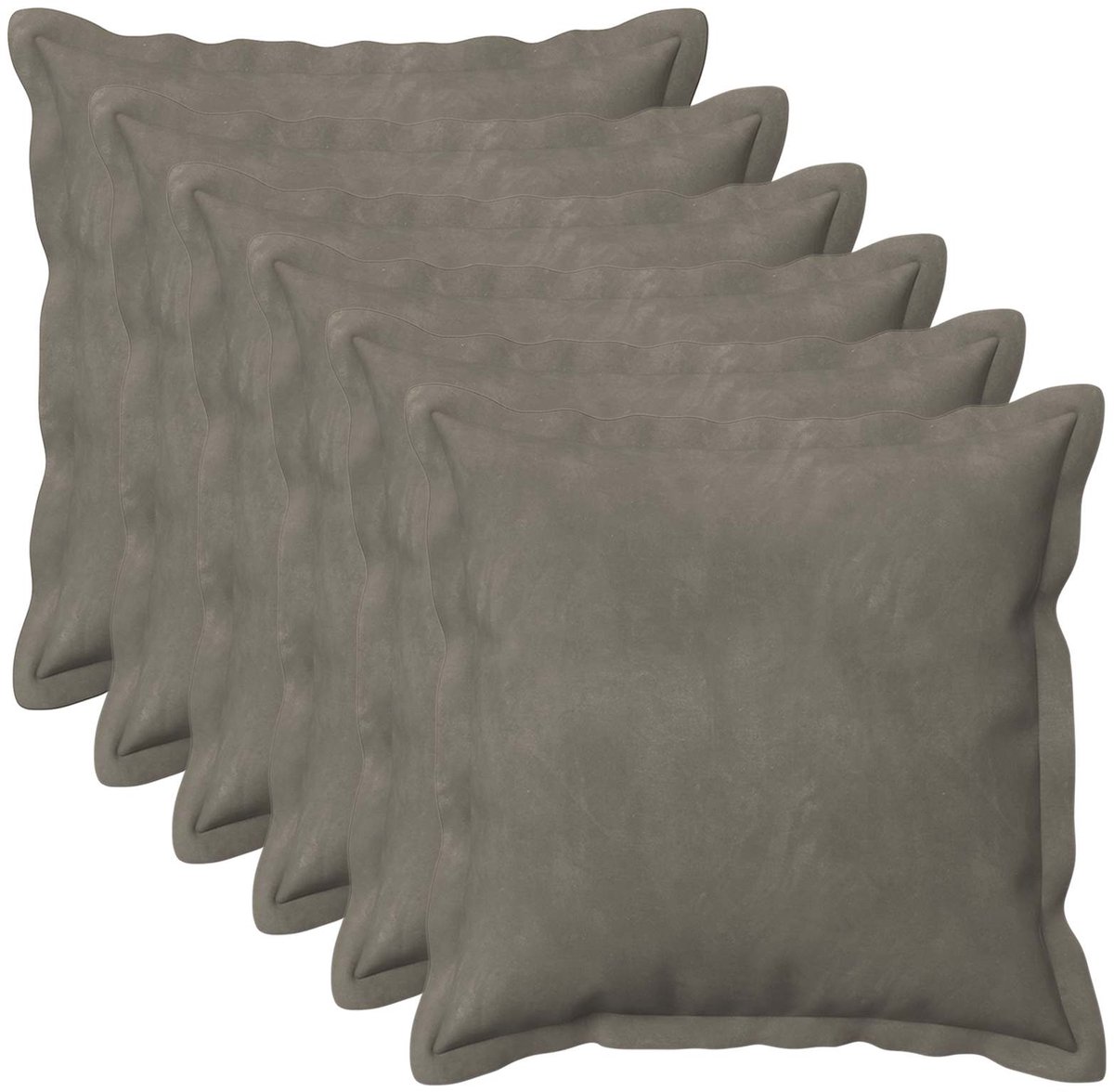 vidaXL Dekenkussen - 6 - st - HOUTEN - Lichtgrijs - 35 - x - 35 - cm - fluweel 35 x 35 cm