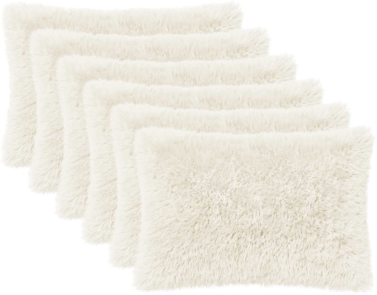 vidaXL Dekenkussen - 6 - st - HEERLEN - Wit - 30 - x - 50 - cm - PV - Fleece