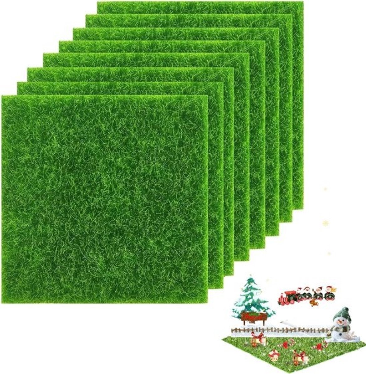 Miniatuurkunstgras - voor tuindecoratie - 15 x 15 cm kunstmos - voor modelbouw en poppenhuis