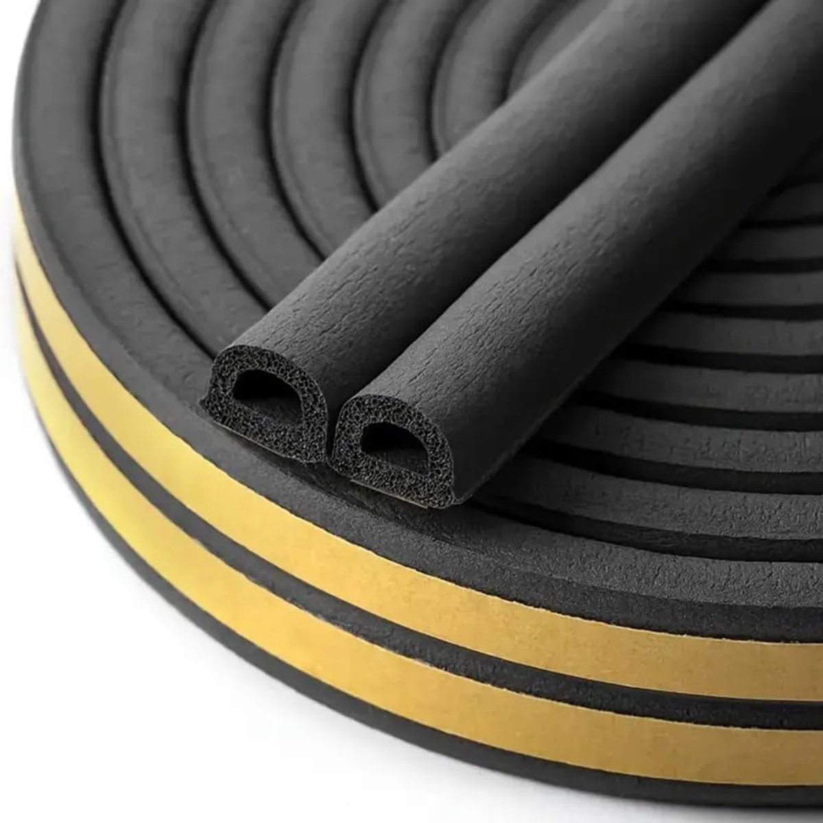 SnelShoppen - Sealing Tape voor Deuren en Ramen - Zelfklevende Foam Tape - D Type - Waterdicht, Winddicht, Stofdicht, Geluiddicht - 10M Zwart - Ideaal