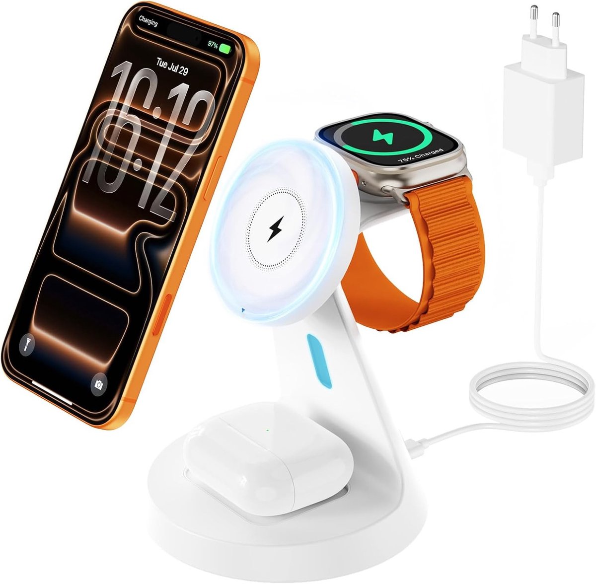 Draadloos Oplaadstation met Magnetische Bevestiging voor Smartphones en Accessoires