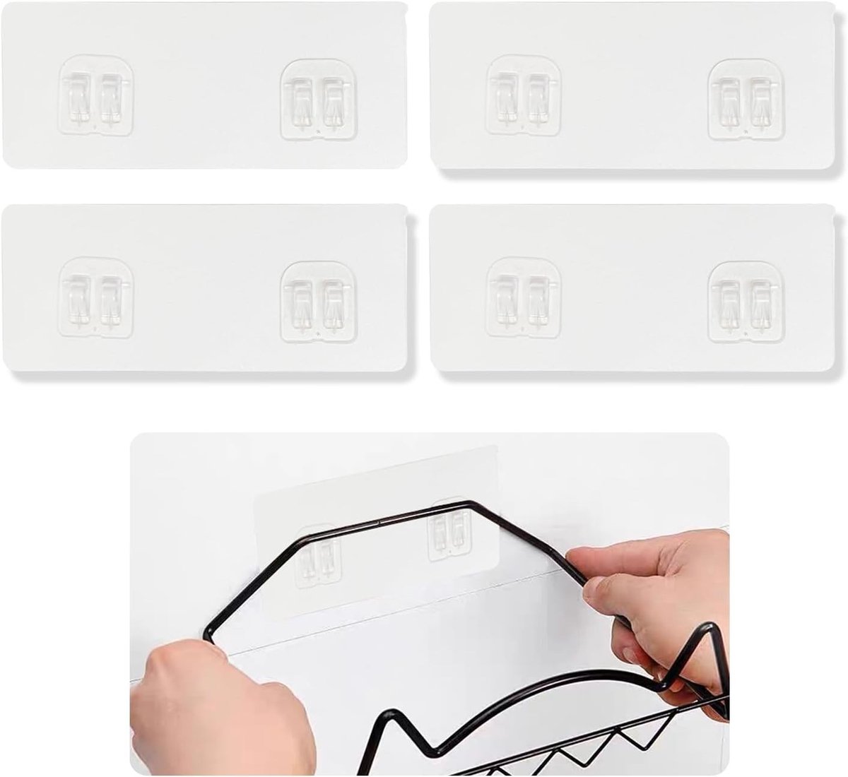 Zelfklevende Wandhaken - 4 Stuks Transparante Waterdichte Haken voor Douche, Keuken en Badkamer, Ideaal voor Organisatie en Ruimtebesparing