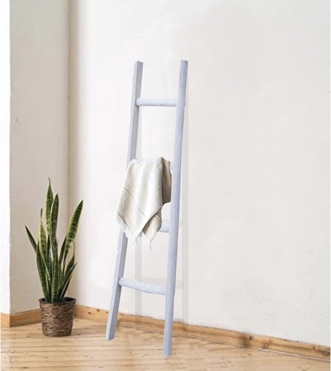 Handdoekladder voor de badkamer - decoratieve houten ladder voor handdoeken en stille dienaar - 150 x 8 x 40 cm