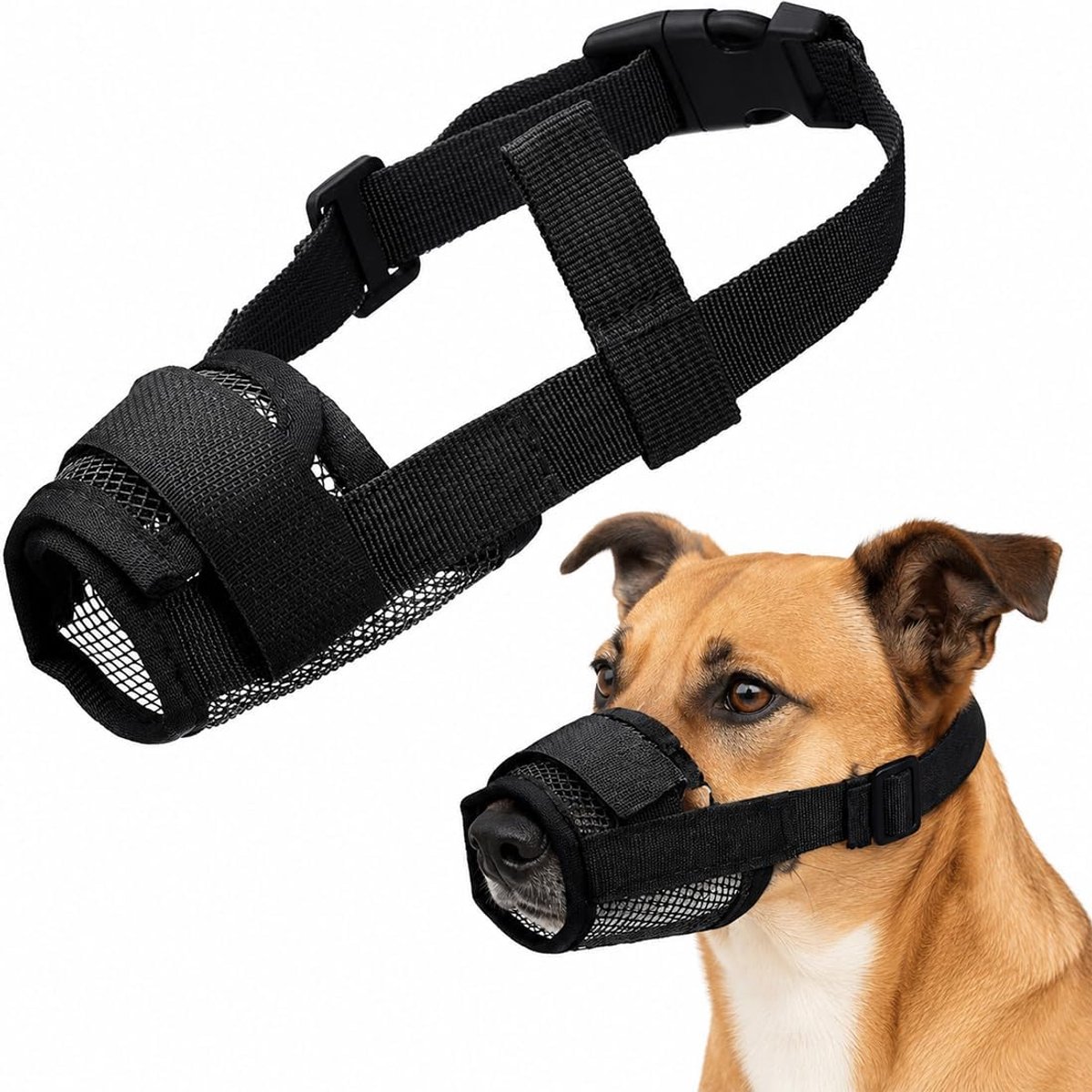 Muilkorf voor kleine honden, M, ademend en verstelbaar, 1 stuk, zwart, zachte muilkorf voor dwergspitz, chihuahua, yorkshire, poedel, bichon en andere kleine honden