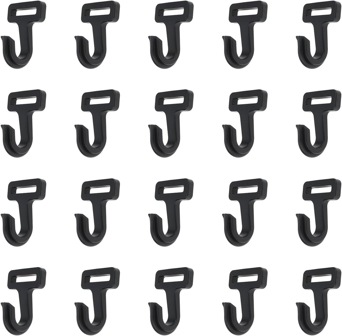 20 stuks J-vormige singelspanhaken 20 mm ID-bandhaak past tot 9 mm paaldiameter voor tentluifelzeil