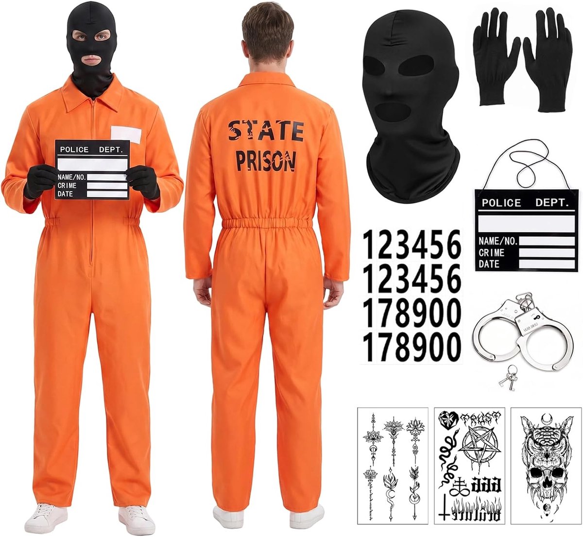 Oranje, gevangeniskostuum heren met