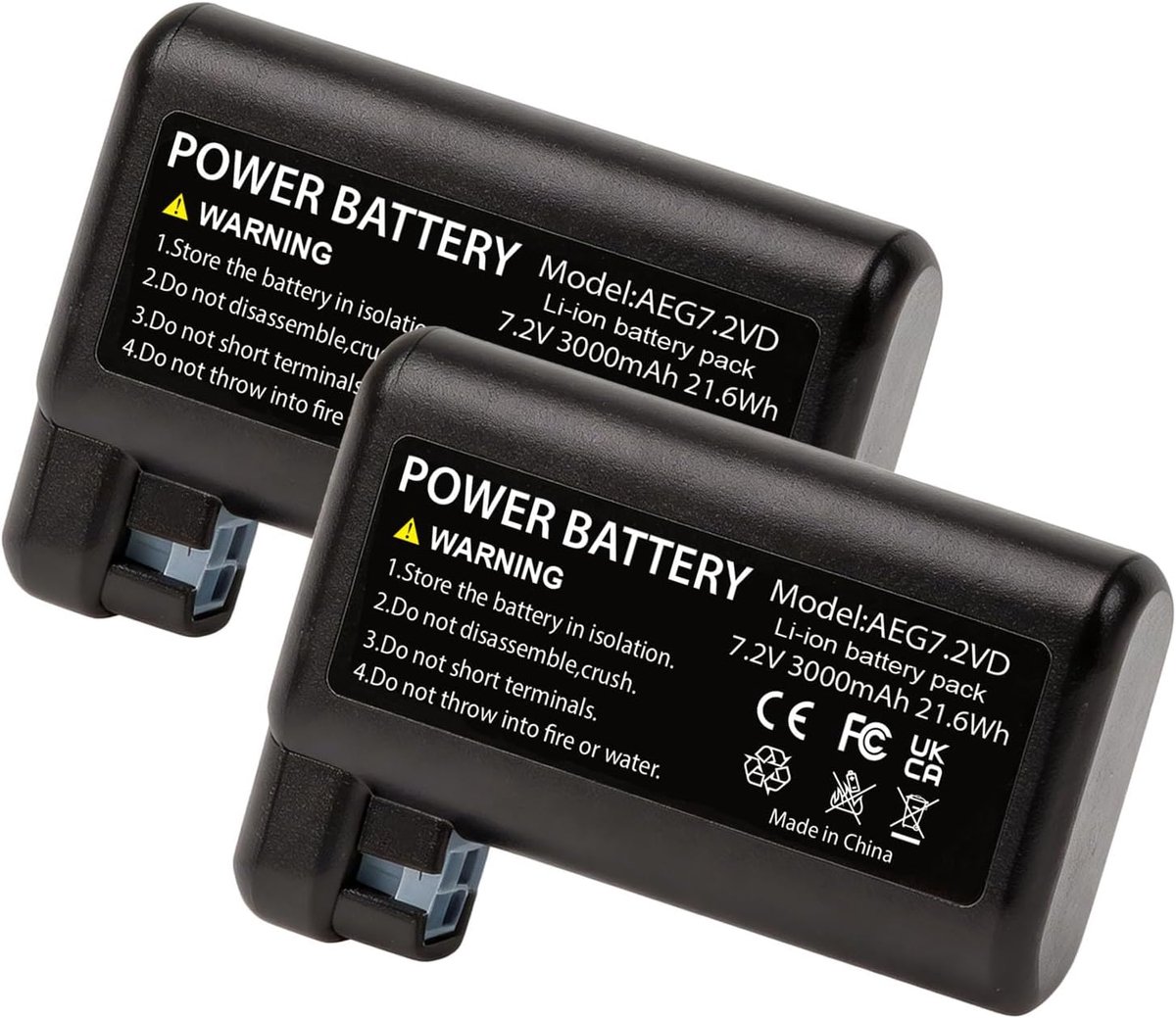 2 stuks 3000 mAh 7,2 V Li-ion reserveaccu (2 stuks), compatibel met AEG Electrolux Osiris RX7-1-TM, RX9-1-SGM, RX9-1-IBM, RX9-2-4STN, RX9-2-4ANM, RX9, RX8-1-4WN robotstofzuiger