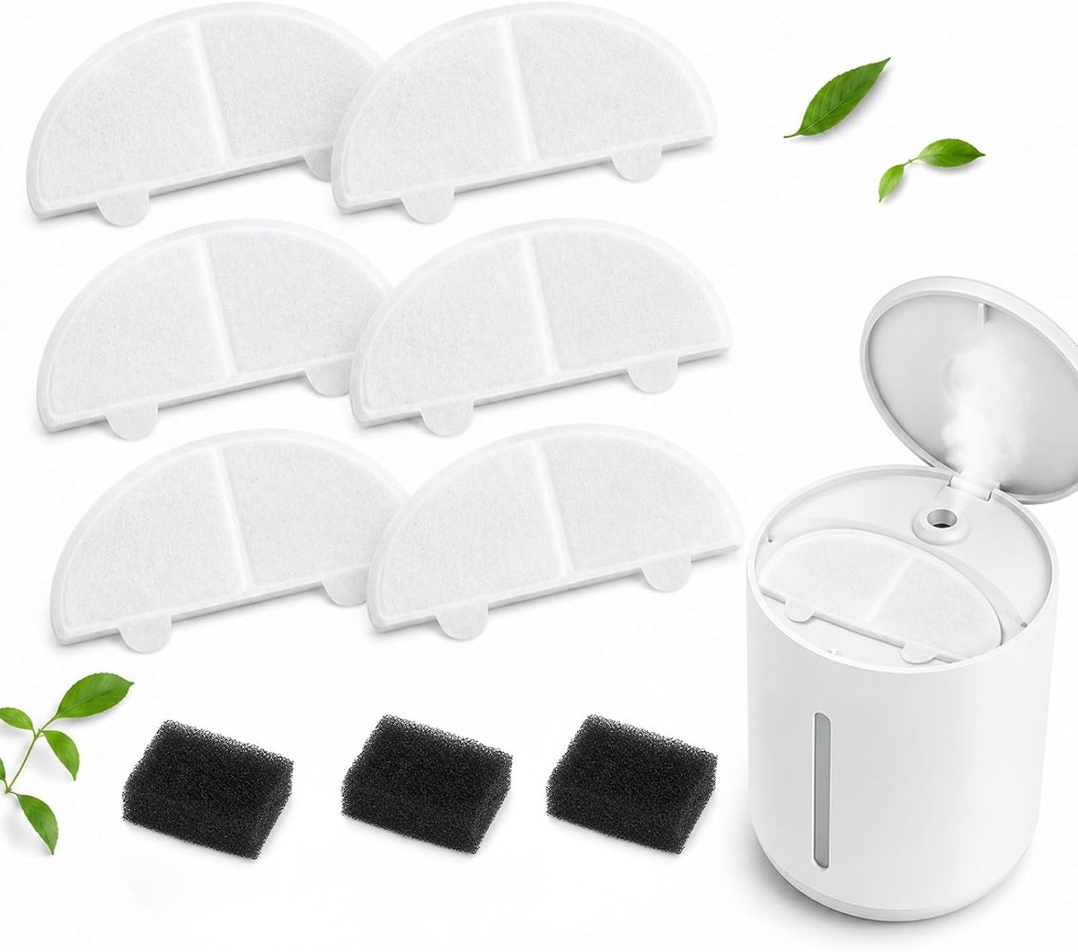 6 + 6 drinkfonteinfilters voor katten, met 6 schuimfilters en 6