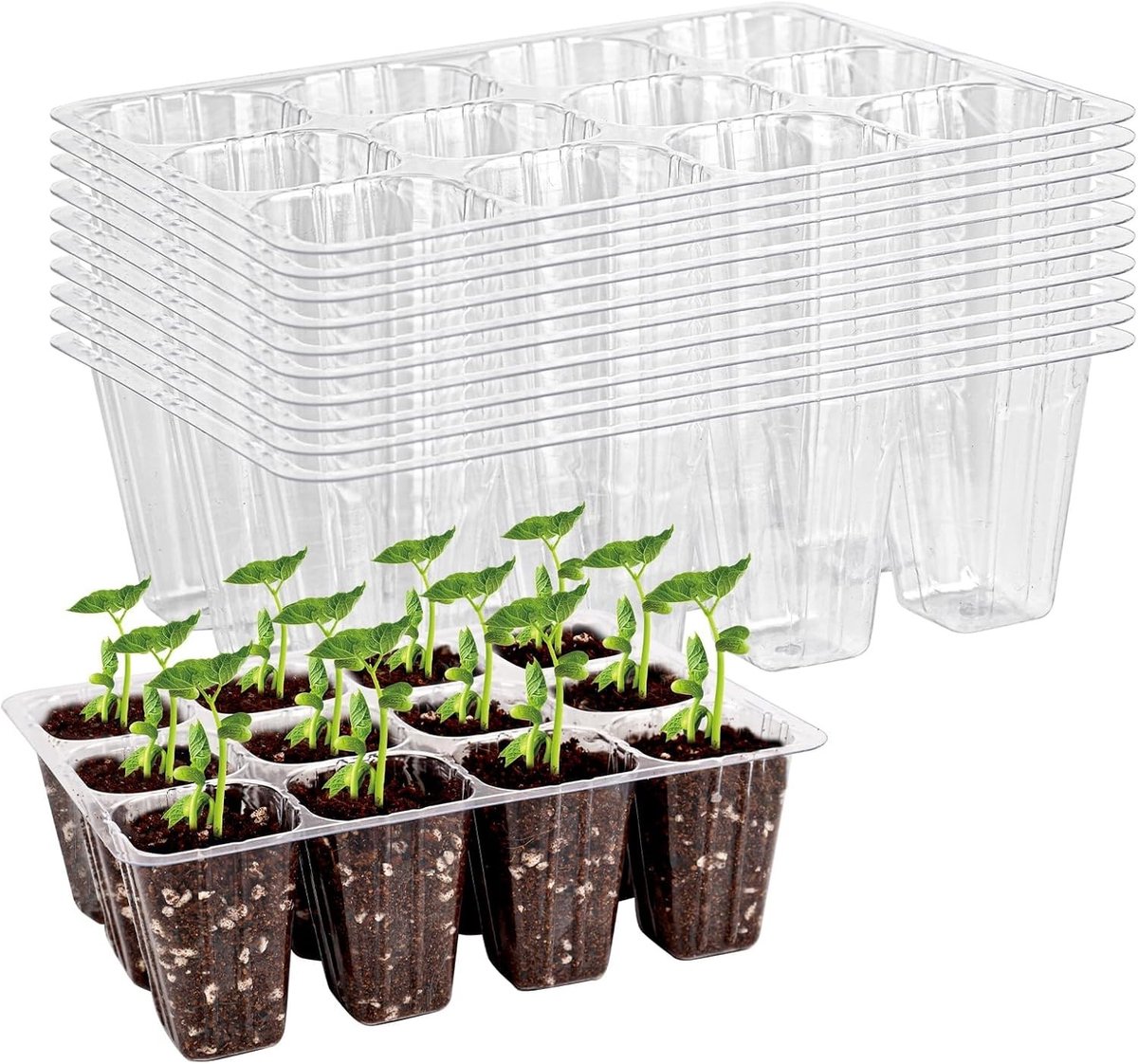 Herbruikbare zaadlingstarter trays met 120 cellen, mini propagator voor planten, kweekset voor binnen en buiten, ideaal voor tuinieren en opkweken van zaailingen