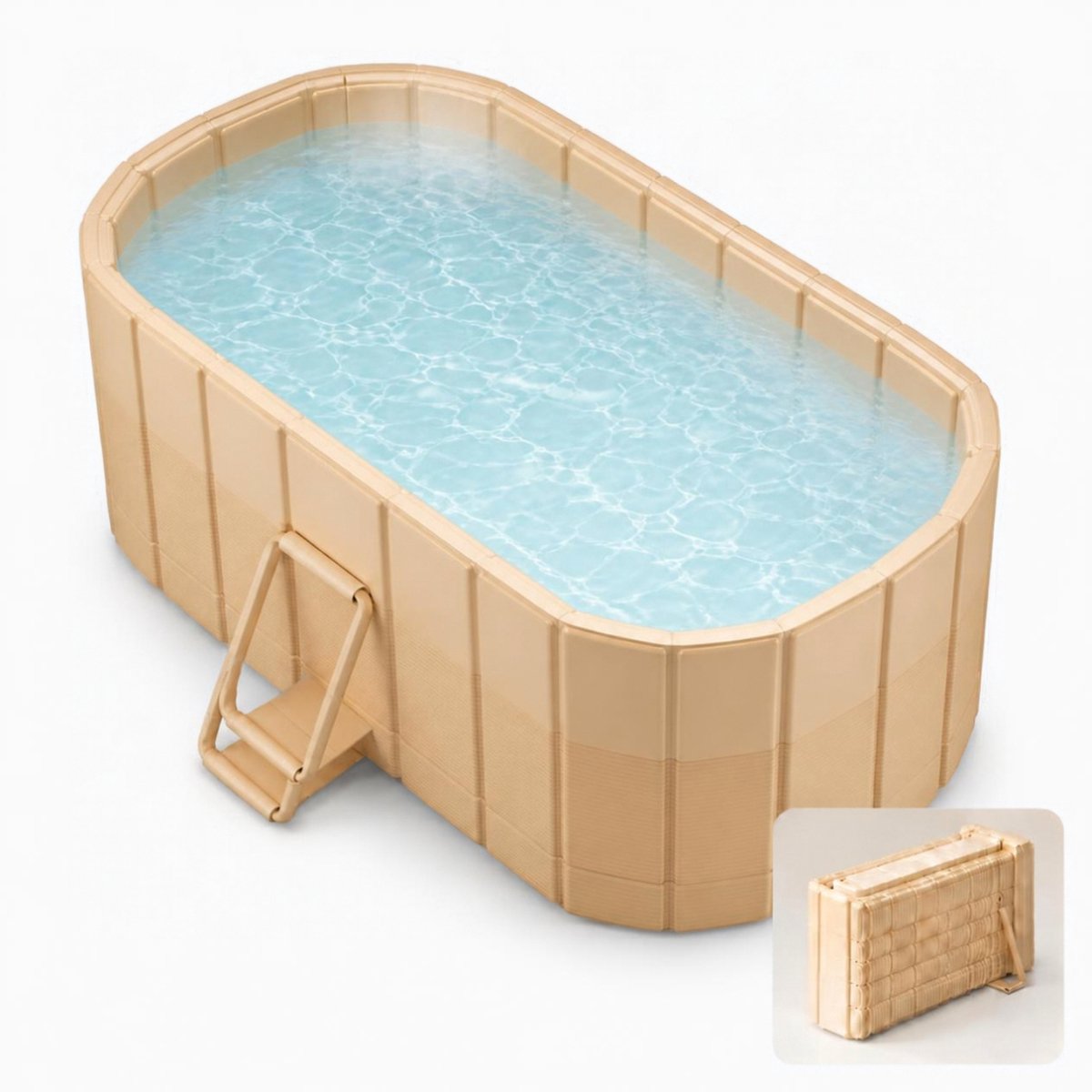 Norvia - Opvouwbaar Bad voor Volwassenen - Inklapbaar Ligbad - Zitbad - 150 cm - Met Afvoerslang - Voor Warm en Koud Water - Beige