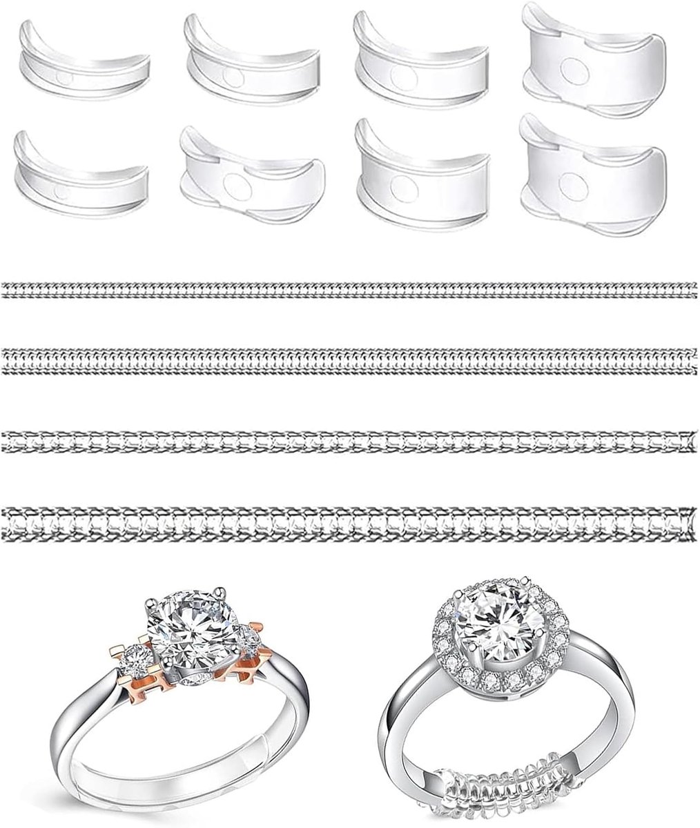 Pack of 12 Silicone Ring Holders, Transparent Ring Size Adjuster for Men and Women, Invisible Ring Size - ShopVlot