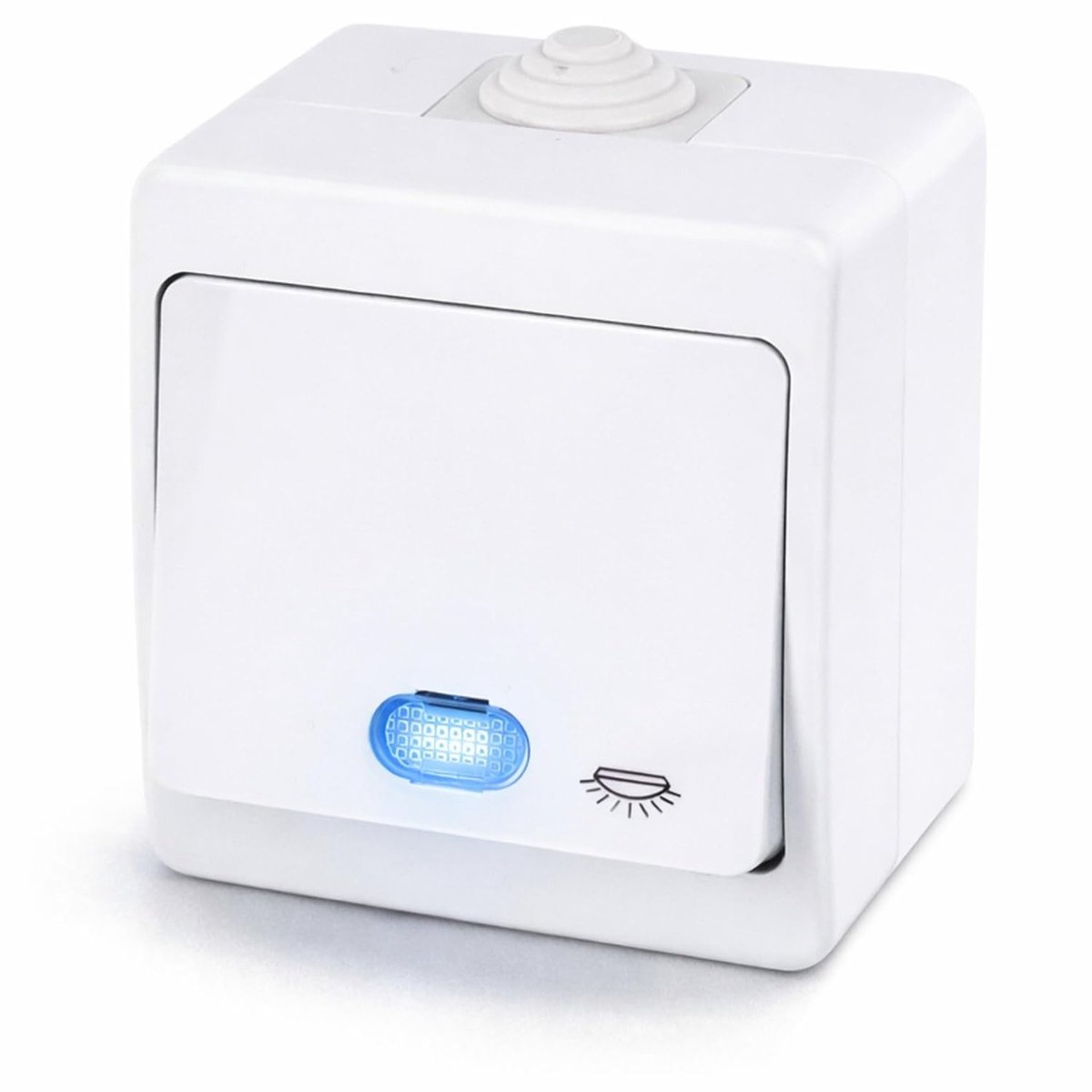 Surface mounted switch IP54, light symbol, LED, all-in-one, series G1 pure white - ShopVlot