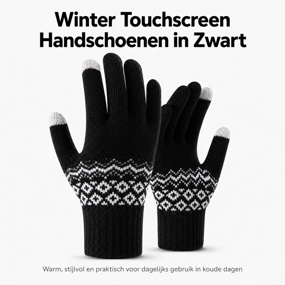Touchscreen Handschoenen - Warme Winterhandschoenen voor Smartphone - Fietshandschoenen en Wandelhandschoenen - Comfortabele Handschoenen met Touchscreen Vingertoppen - Unisex voor Dames en Heren - Geschikt voor Dagelijks Gebruik - Zwart