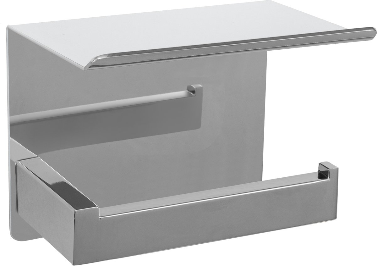 VDN Stainless wc rolhouder chroom - Toiletrolhouder met plankje - Toiletpapier houder - RVS